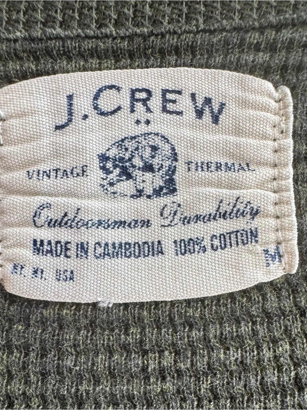 J. Crew Olive Green Thermal Henley